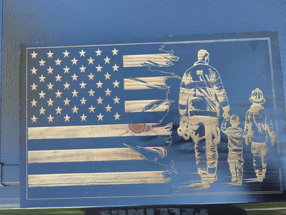 Firefighter flag plaque