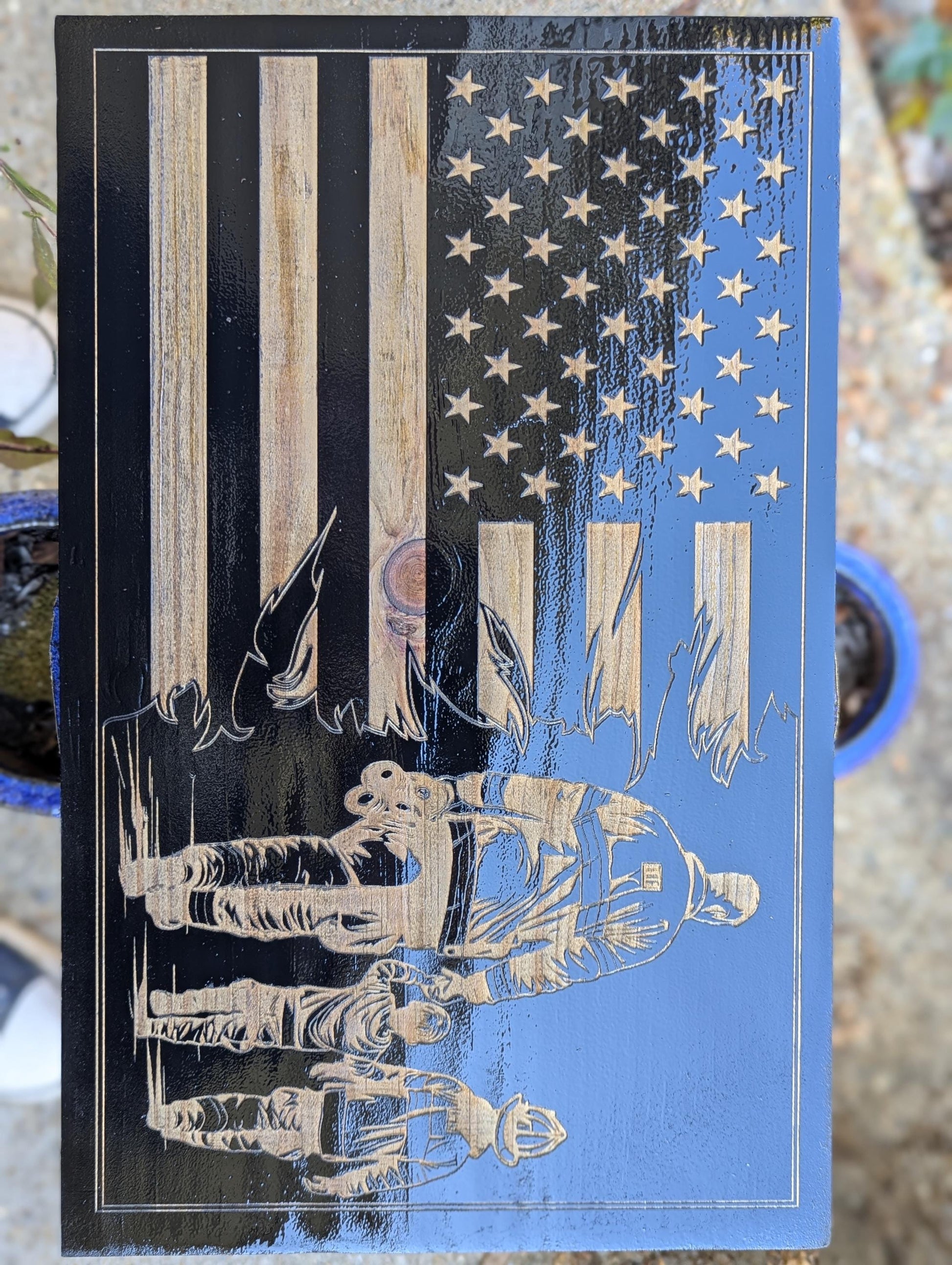 Firefighter flag plaque