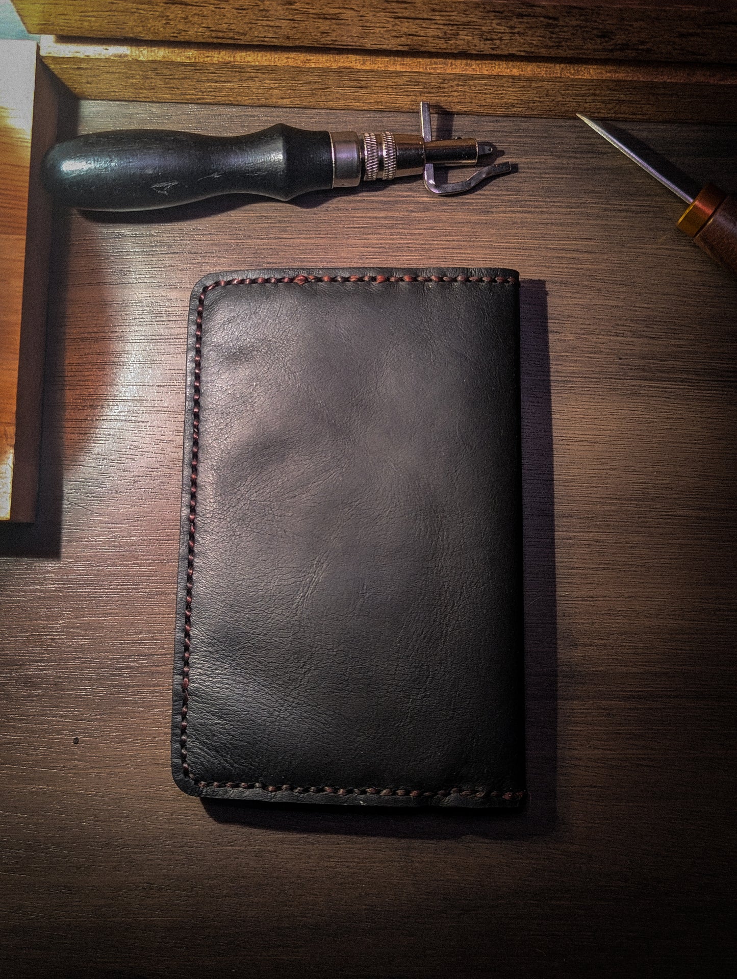 Black leather field notes cover