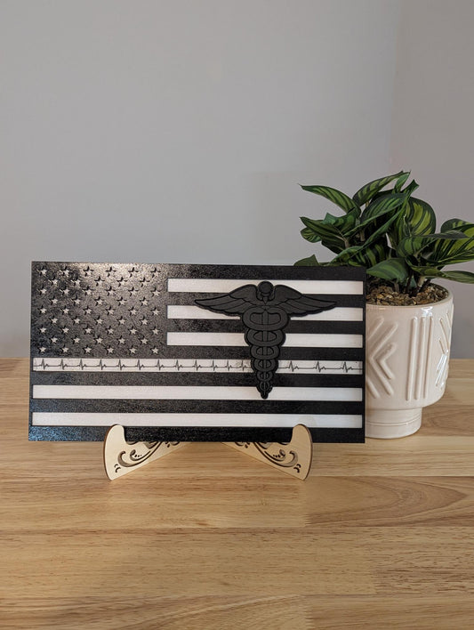 Desktop nursing tribute flag with stand