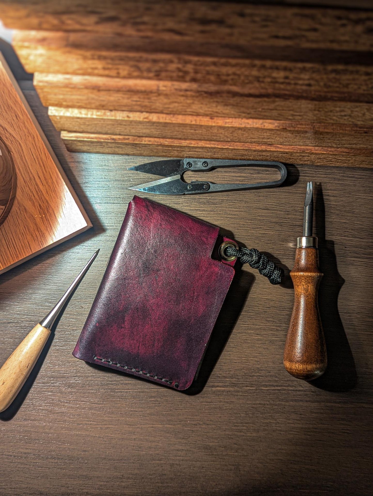 oxblood leather wallet